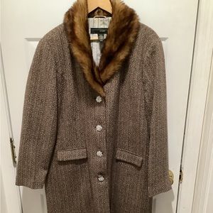 Venezia Women Plus 18W Overcoat Faux Fur Trim Collar Bling Buttons Lined